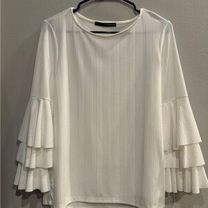 White Ruffled Sleeve Top